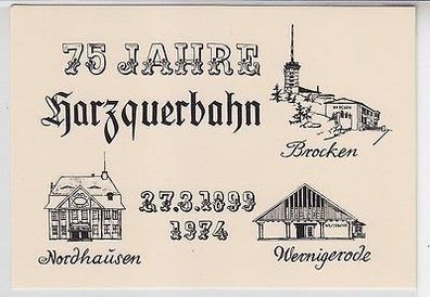 61893 Karte 75 Jahre Harzquerbahn Jubiläumskarte 27.3.1974