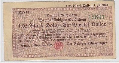 Wertbeständiges Notgeld 1,05 Goldmark Deutsche Reichsbahn Berlin 7.11.1923