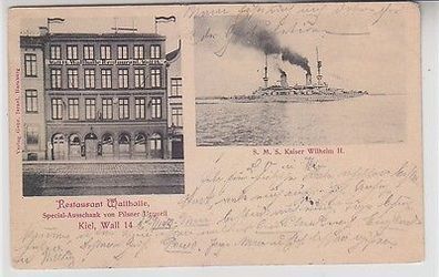63506 Mehrbild Ak Kiel Restaurant Walhalle und S.M.S. Kaiser Wilhelm II, 1901