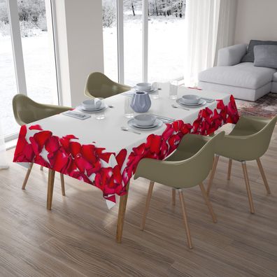 Foto-Tischdecke "Rote Rosenblüten" Tafeldecke mit Motiv, 3D Fotodruck, auf Maß