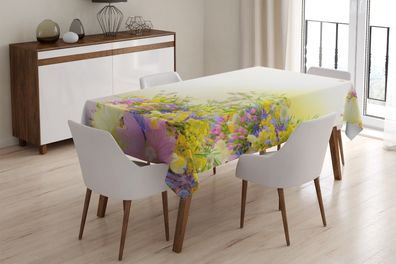 Foto-Tischdecke "Blumenfeld im Sommer" Tafeldecke mit Motiv, 3D Fotodruck, auf Maß