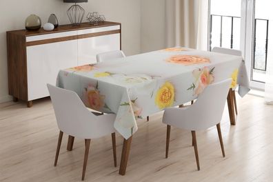 Foto-Tischdecke "Rosen auf dem Tisch" Tafeldecke mit Motiv, 3D Fotodruck, auf Maß