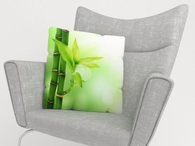 Foto-Kissenbezug "Grüner Bambus" Kissenhülle mit Motiv, 3D Fotodruck, auf Maß