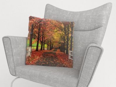 Foto-Kissenbezug "Roter Blätterfall" Kissenhülle mit Motiv, 3D Fotodruck, auf Maß