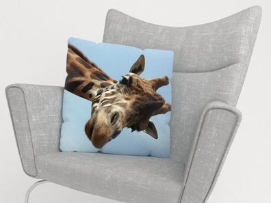Foto-Kissenbezug "Giraffe" Kissenhülle mit Motiv, 3D Fotodruck, Maßanfertigung
