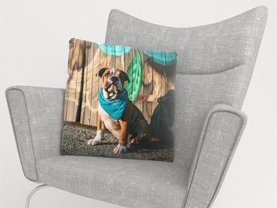 Foto-Kissenbezug "Englischer Bulldogenwelpe" Kissenhülle mit Motiv, 3D Fotodruck
