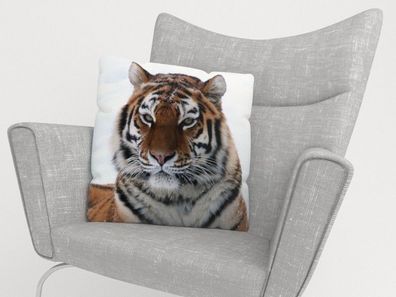 Foto-Kissenbezug "Sibirischer Tiger 2" Kissenhülle mit Motiv, 3D Fotodruck, auf Maß