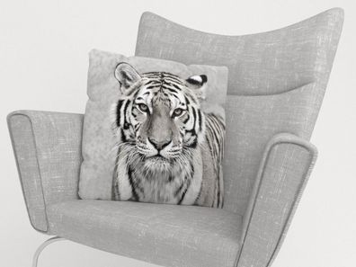 Foto-Kissenbezug "Weisser Tiger" Kissenhülle mit Motiv, 3D Fotodruck, Maßanfertigung