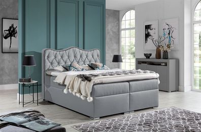 Boxspringbett Schlafzimmerbett SAHAN 140x200cm Kunstleder Hellgrau