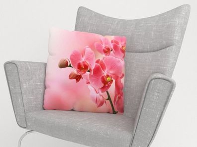 Foto-Kissenbezug "Rosa Orchideen" Kissenhülle mit Motiv, 3D Fotodruck, Maßanfertigung