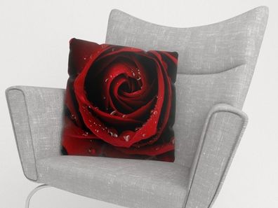 Foto-Kissenbezug "Rote Rose" Kissenhülle mit Motiv, 3D Fotodruck, Maßanfertigung