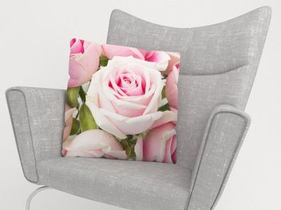 Foto-Kissenbezug "Königliche Rosen" Kissenhülle mit Motiv, 3D Fotodruck, auf Maß
