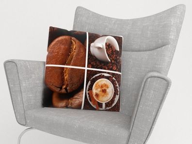 Foto-Kissenbezug "Kaffee Collage 2b" Kissenhülle mit Motiv, 3D Fotodruck, auf Maß