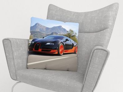Foto-Kissenbezug "Bugatti Veyron" Kissenhülle mit Motiv, 3D Fotodruck, Maßanfertigung