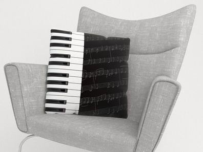 Foto-Kissenbezug "Piano Tasten" Kissenhülle mit Motiv, 3D Fotodruck, Maßanfertigung