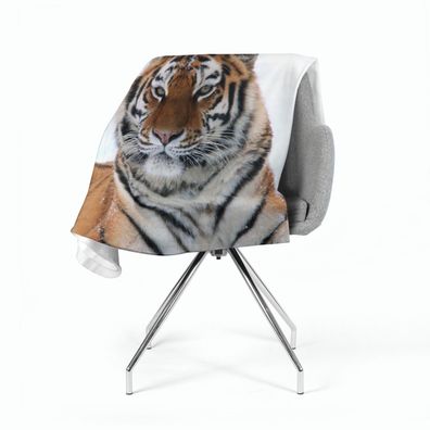 Foto-Kuscheldecke "Sibirischer Tiger 2" Wohndecke, Fleecedecke mit 3D Fotodruck