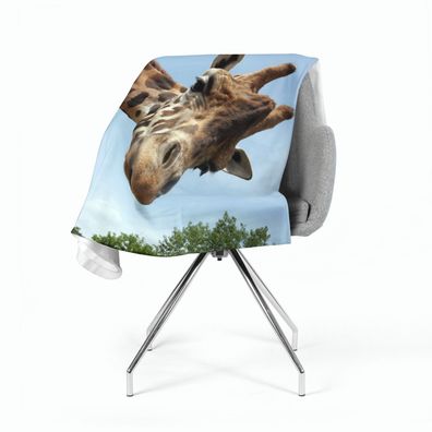 Foto-Kuscheldecke "Giraffe" Wohndecke mit Motiv, Fleecedecke mit 3D Fotodruck