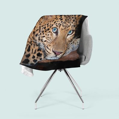 Foto-Kuscheldecke "Jaguar" Wohndecke mit Motiv, Fleecedecke mit 3D Fotodruck