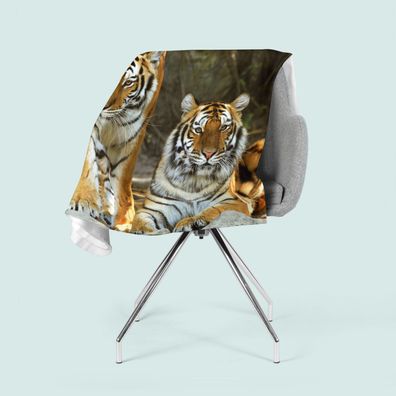 Foto-Kuscheldecke "Charmante Tiger" Wohndecke mit Motiv, Fleecedecke mit 3D Fotodruck