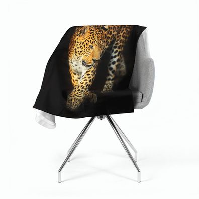 Foto-Kuscheldecke "Schöner Jaguar" Wohndecke mit Motiv, Fleecedecke mit 3D Fotodruck