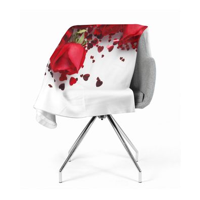 Foto-Kuscheldecke "Rosen und Herzen" Wohndecke mit Motiv, Fleecedecke mit Fotodruck