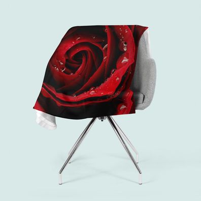 Foto-Kuscheldecke "Rote Rose" Wohndecke mit Motiv, Fleecedecke mit 3D Fotodruck