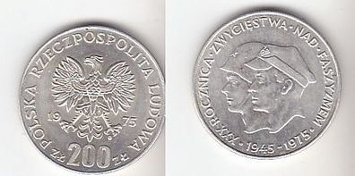 200 Zloty Silber Münze Polen 1975 30 Jahrestag der Beendigung des 2. Weltkrieg