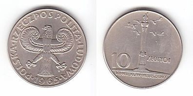 10 Zloty Kupfer Nickel Münze Polen 1965 Sigismundsäule Warschaus, klein
