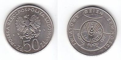 50 Zloty Kupfer Nickel Münze Polen 1981 World Food Day, Welternährungstag