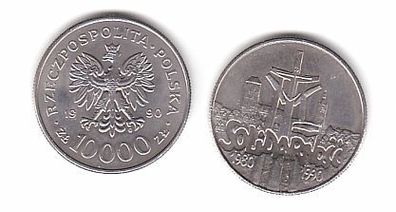 10000 Zloty Nickel Münze Polen 1990 10. Jahrestag von Solidarnosz