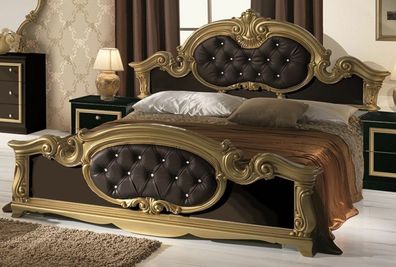 Elegantes Italienisches Barock Bett Refinado in schwarz gold NEU