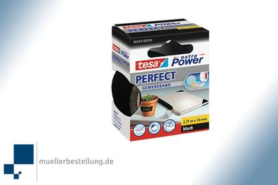 TESA extra Power® 56343 Gewebeband Perfect, schwarz, 38 mm, 2,75 m