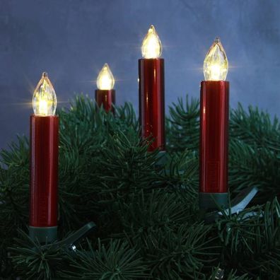 LED Weihnachtsbaumbeleuchtung Kabellos Dimmer Timer Flacker 10er rot 30032