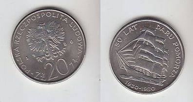 20 Zloty Kupfer Nickel Münze Polen 1980 Segelschulschiff "Dar Pomorza"
