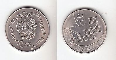 10 Zloty Kupfer Nickel Münze Polen 1972 50 Jahr Feier des Hafens von Gdynia