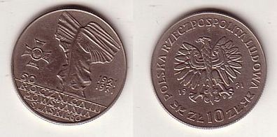 10 Zloty Kupfer Nickel Münze Polen 1971 Denkmal der Aufständischen in Kattowitze
