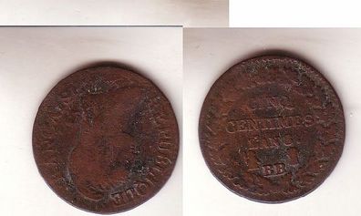Cinq Centimes Kupfer Münze Frankreich Lan 8 BB