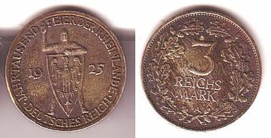 3 Mark Silbermünze Jahrtausendfeier der Rheinlande 1925 A