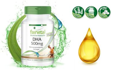 DHA 500mg - 90 Softgels mit 500mg DHA und 125mg EPA - fairvital