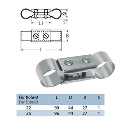 Haltegriffverbinder für Rohr-Ø 22mm / 25mm A2 Edelstahl Rohrverbinder Handlauf