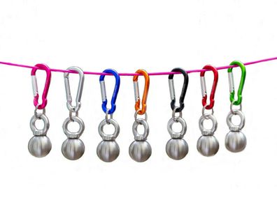 Steelando Schlüsselanhänger mit Edelstahlkugel und Alu Karabiner - Wunschfarbe