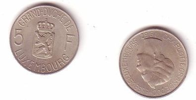 5 Franc Kupfer Nickel Münze Luxemburg 1962