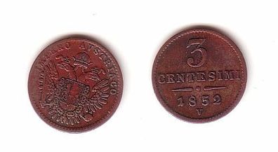 3 Centimes Kupfer Münze Österreich 1852 V