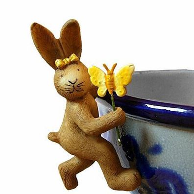 Figürchen - Topfhänger "Hase mit Schmetterling" aus Keramik