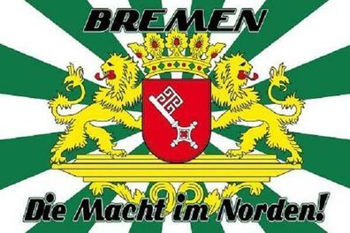 Fahne Flagge Bremen - Die Macht im Norden Großes Wappen 90 x 150 cm