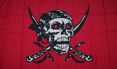 Fahne Flagge Pirat rot mit Säbel 90 x 150 cm