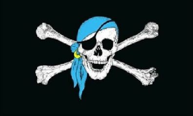 Fahne Flagge Pirat mit blauem Kopftuch 90 x 150 cm