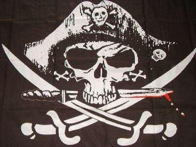 Fahne Flagge Pirat mit blutigem Dolch 90 x 150 cm