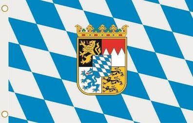 Flagge Fahne Bayern mit Wappen 90 x 150 cm zum Hissen