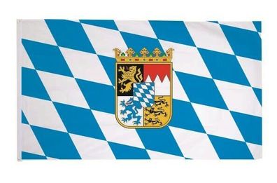 Fahne Flagge Bayern mit Wappen 90 x 150 cm